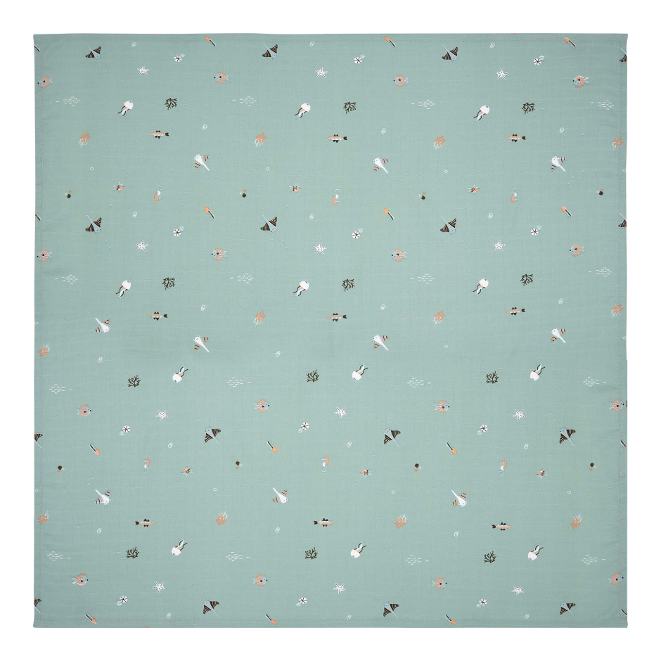 Afb: Hydrofiel doek 110x110 cm - Hydrofiel doek 110x110 cm Ocean Vibes